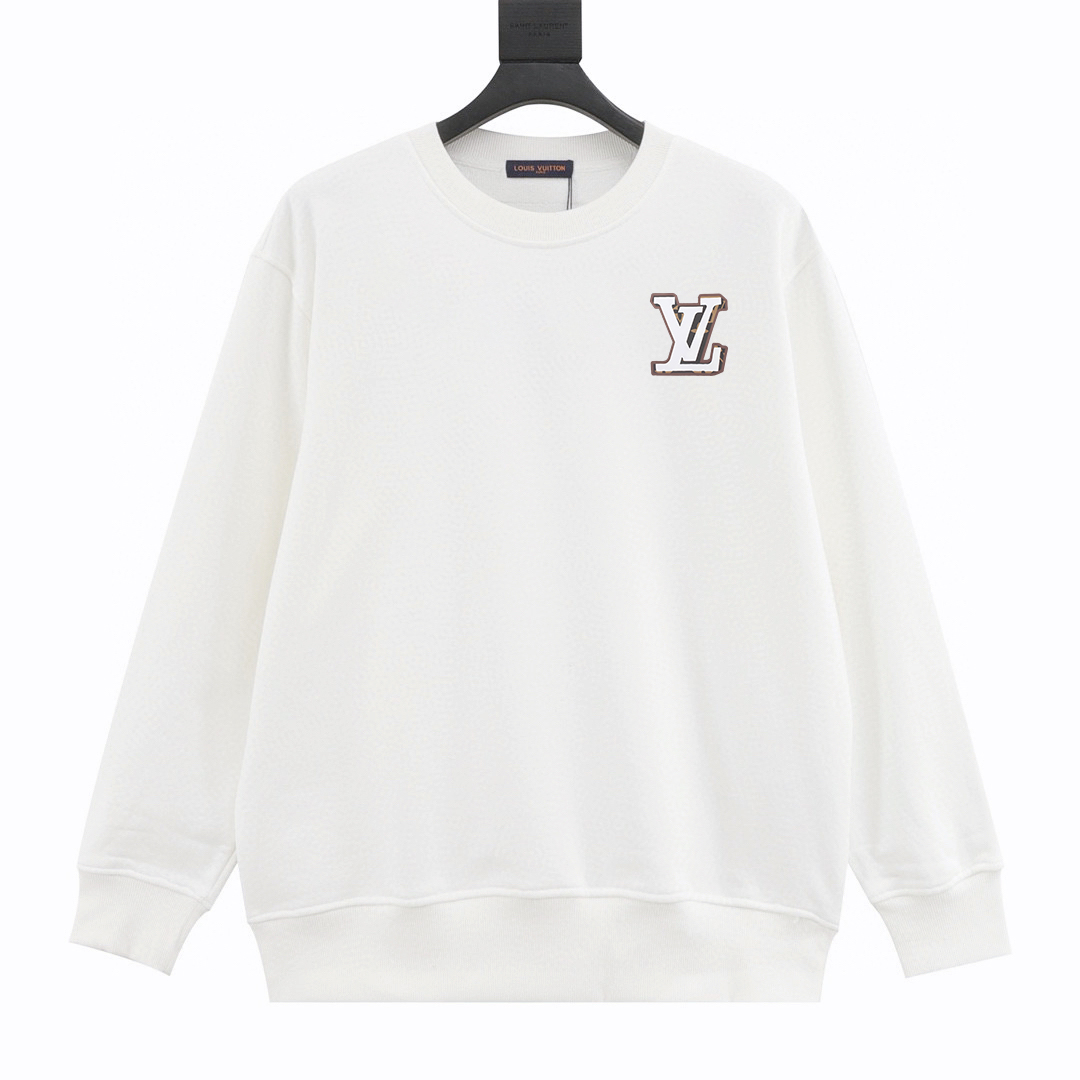 Louis Vuitton Clothing Sweatshirts White Printing Cotton Knitting