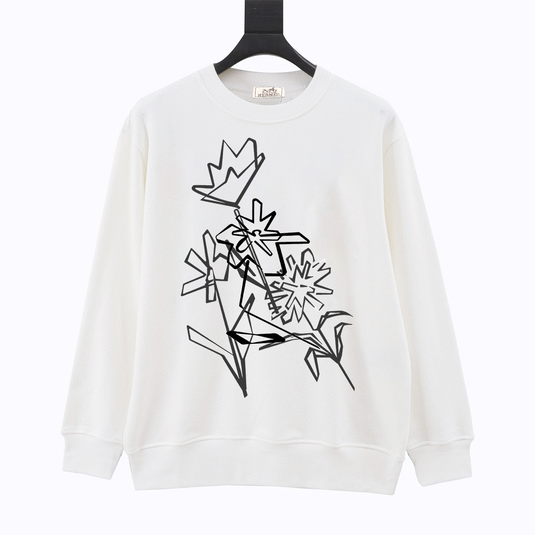 Top brands like
 Hermes Clothing Sweatshirts White Printing Cotton Knitting