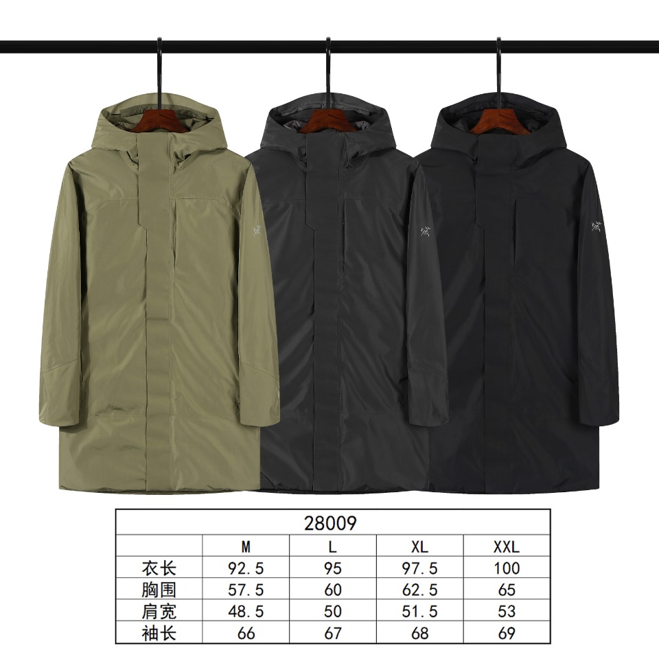 ARCTERYX/始祖鸟专柜新款ThermeParka户外长款防水羽绒服外套款号28009军绿色展示M-