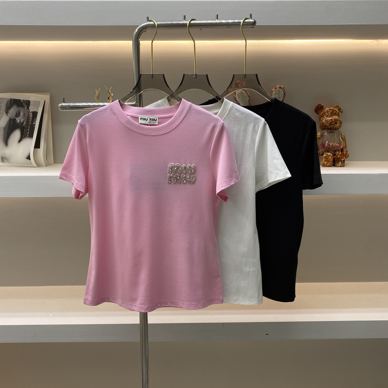 MiuMiu Clothing T-Shirt Cotton Stretch Spring/Summer Collection