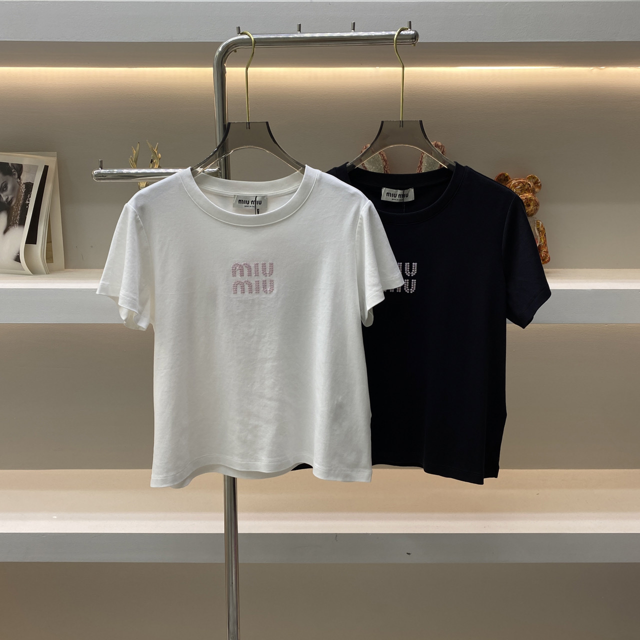 MiuMiu Vêtements T-Shirt Meilleure réplique nouveau style
 Coton mercerisé Collection printemps – été