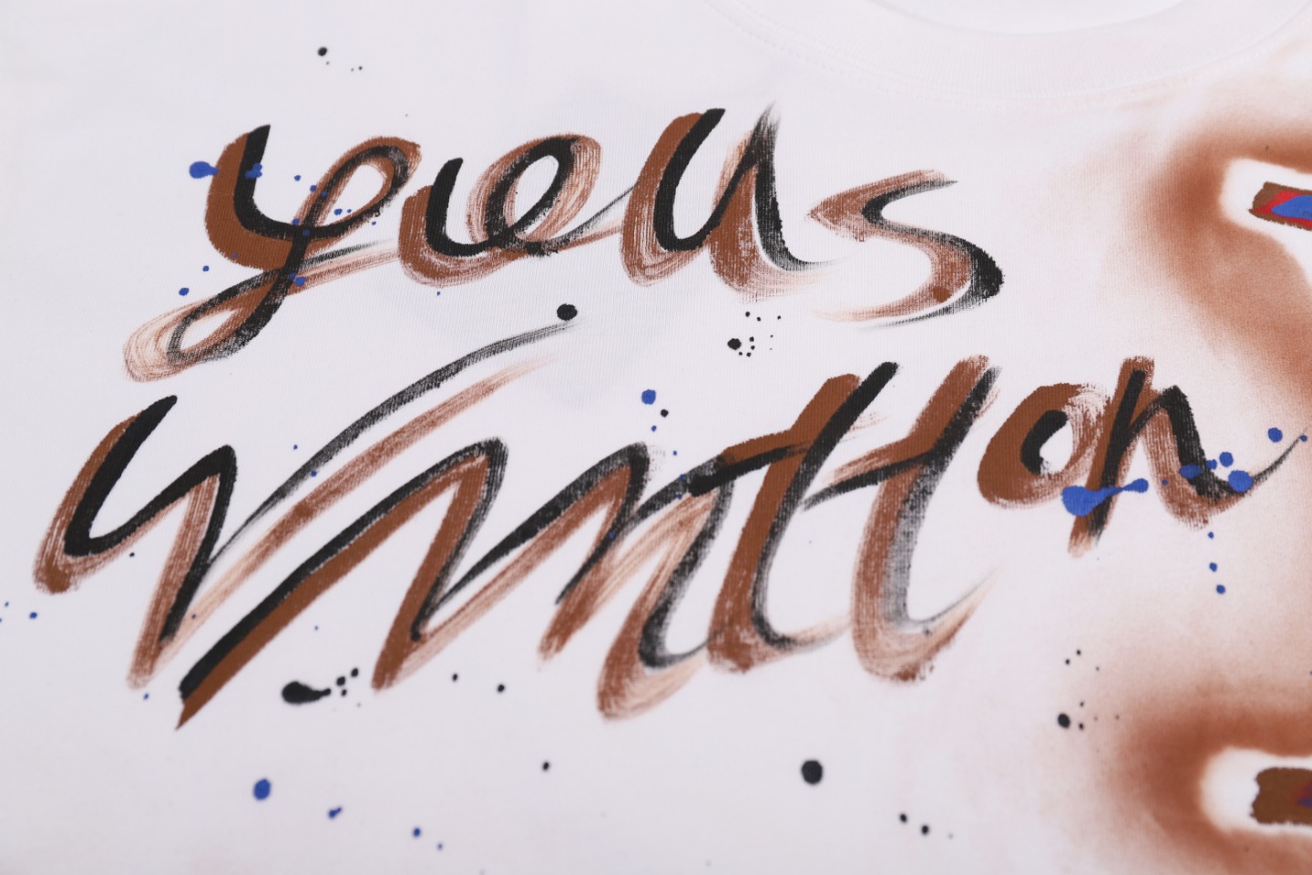 Louis Vuitton/路易威登 老花手绘涂鸦短袖T恤 黑色 白色