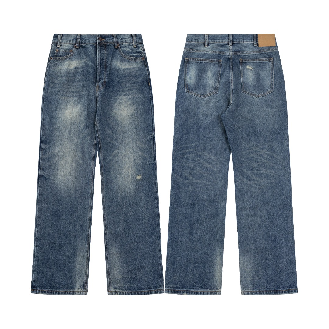 Modelo 3535 - imagen de fondo blanco Celine 24ss primavera/verano Wesley vaqueros de mezclilla desgarrados CELINE 2024 …