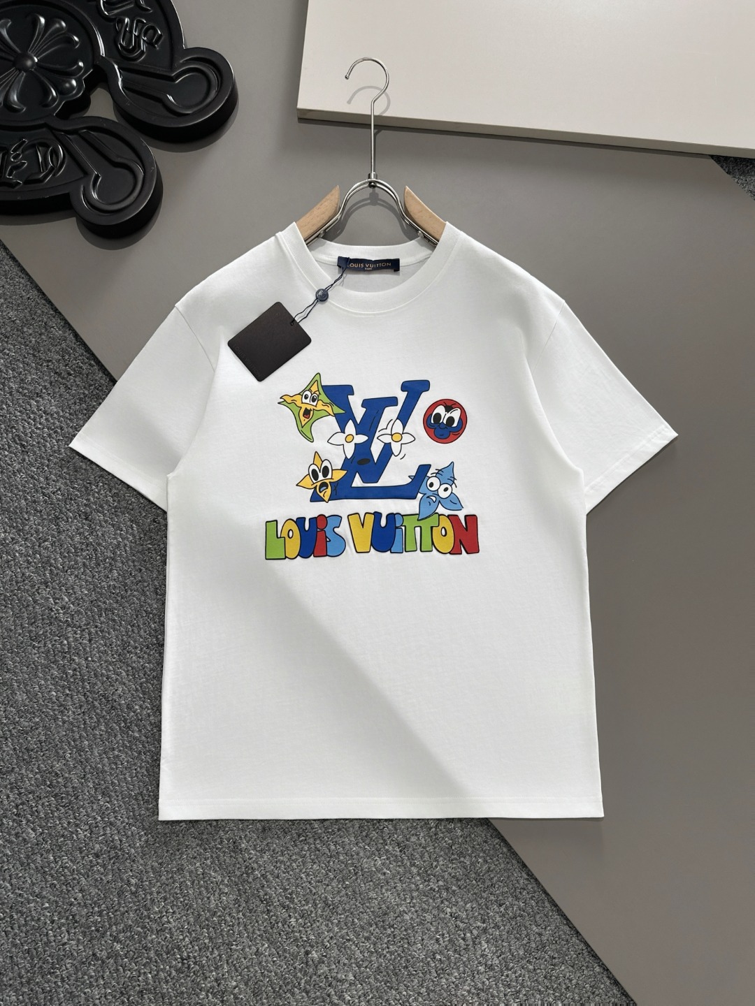 Topverkoop
 Louis Vuitton Replica
 Kleding T-Shirt Zwart Wit Katoen Lente/Zomercollectie Fashion Korte mouw
