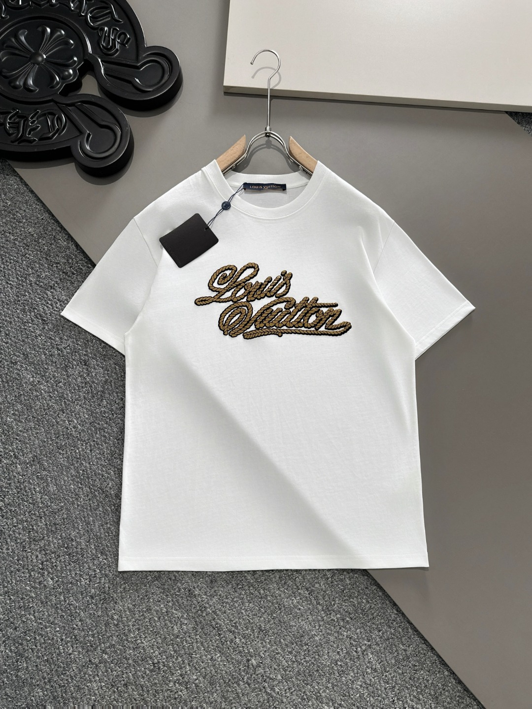AAA+
 Louis Vuitton Kleding T-Shirt Zwart Wit Katoen Lente/Zomercollectie Fashion Korte mouw