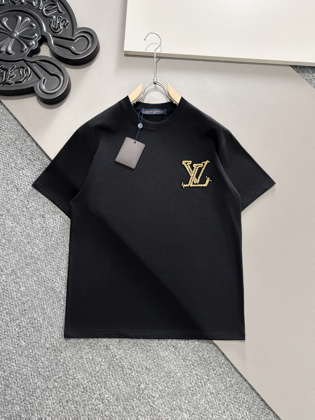 Louis Vuitton Kleding T-Shirt Zwart Wit Katoen Lente/Zomercollectie Fashion Korte mouw