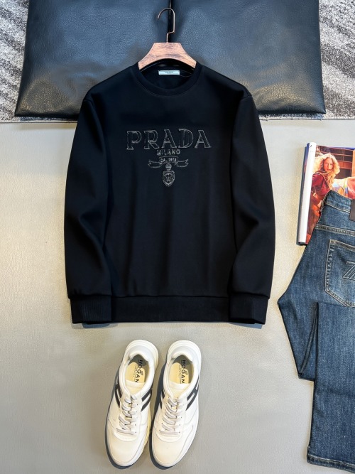 Prada Milano Fleece Sweatshirt Fashionable Pullover for Men and Women