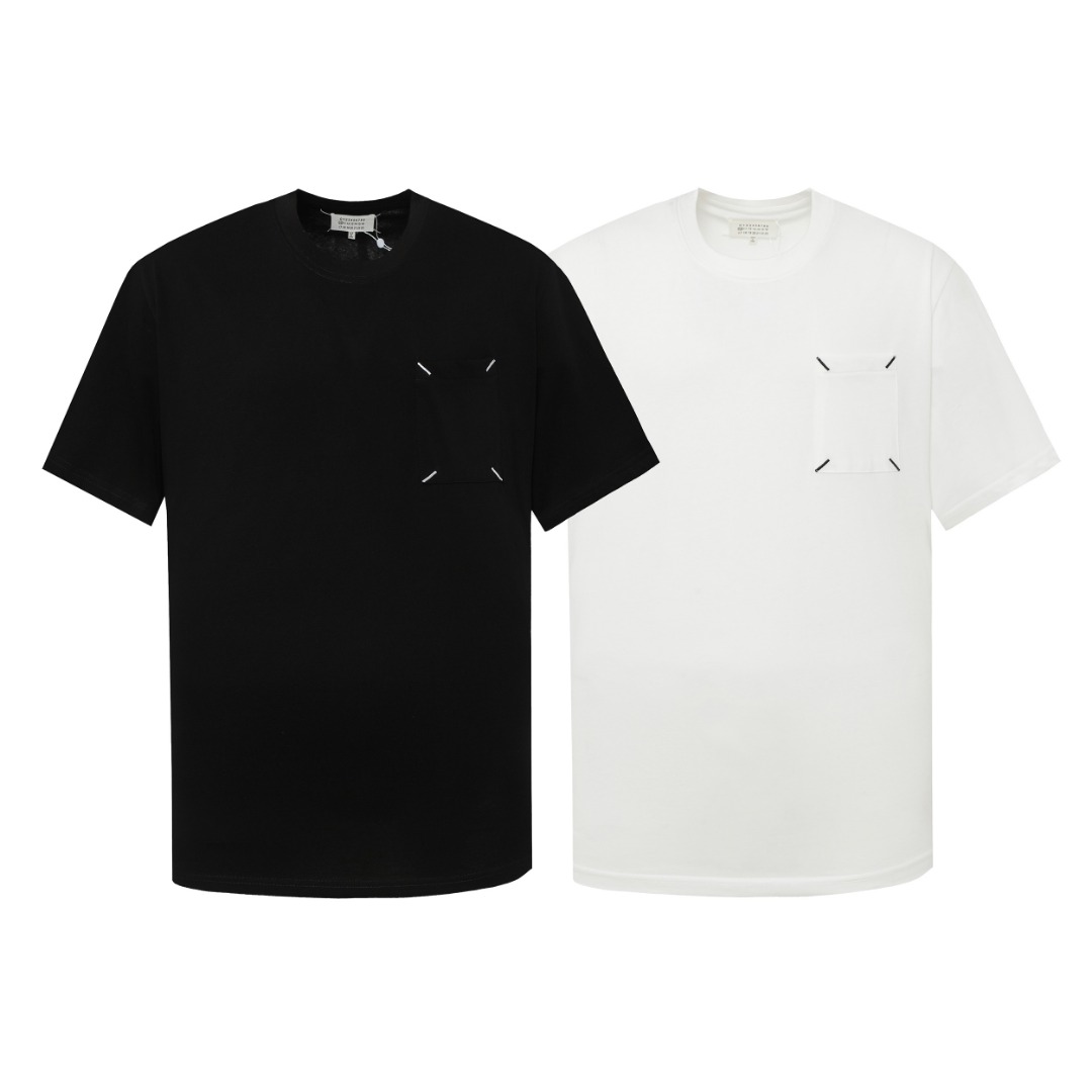 Maison Margiela Clothing T-Shirt Black White Printing Cotton Fashion Short Sleeve