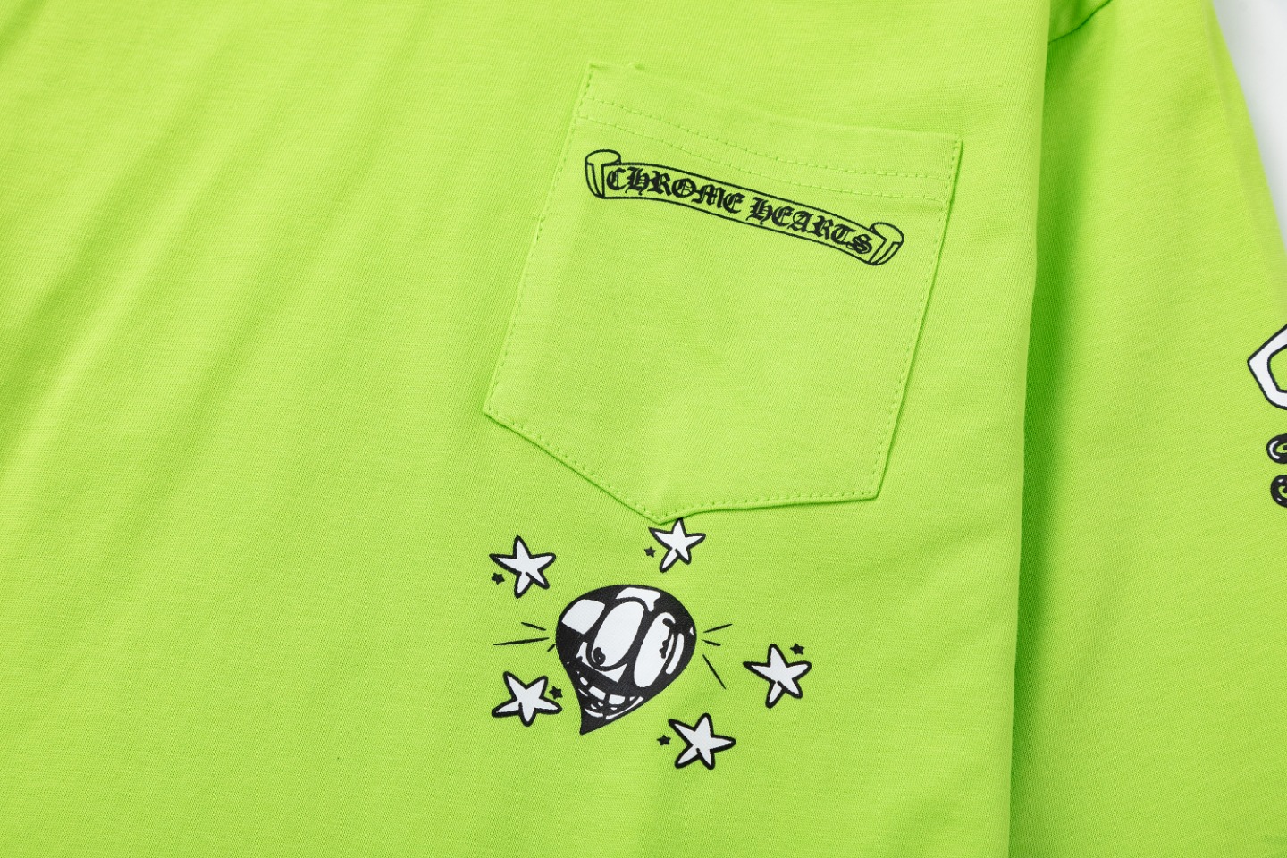 Crowe’s Fluorescent Green Graffiti Long Sleeve T-Shirt: CH-Defined High-Quality Cotton for Fall/Winter - 图片 3