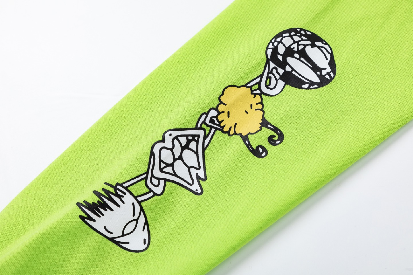 Crowe’s Fluorescent Green Graffiti Long Sleeve T-Shirt: CH-Defined High-Quality Cotton for Fall/Winter - 图片 6