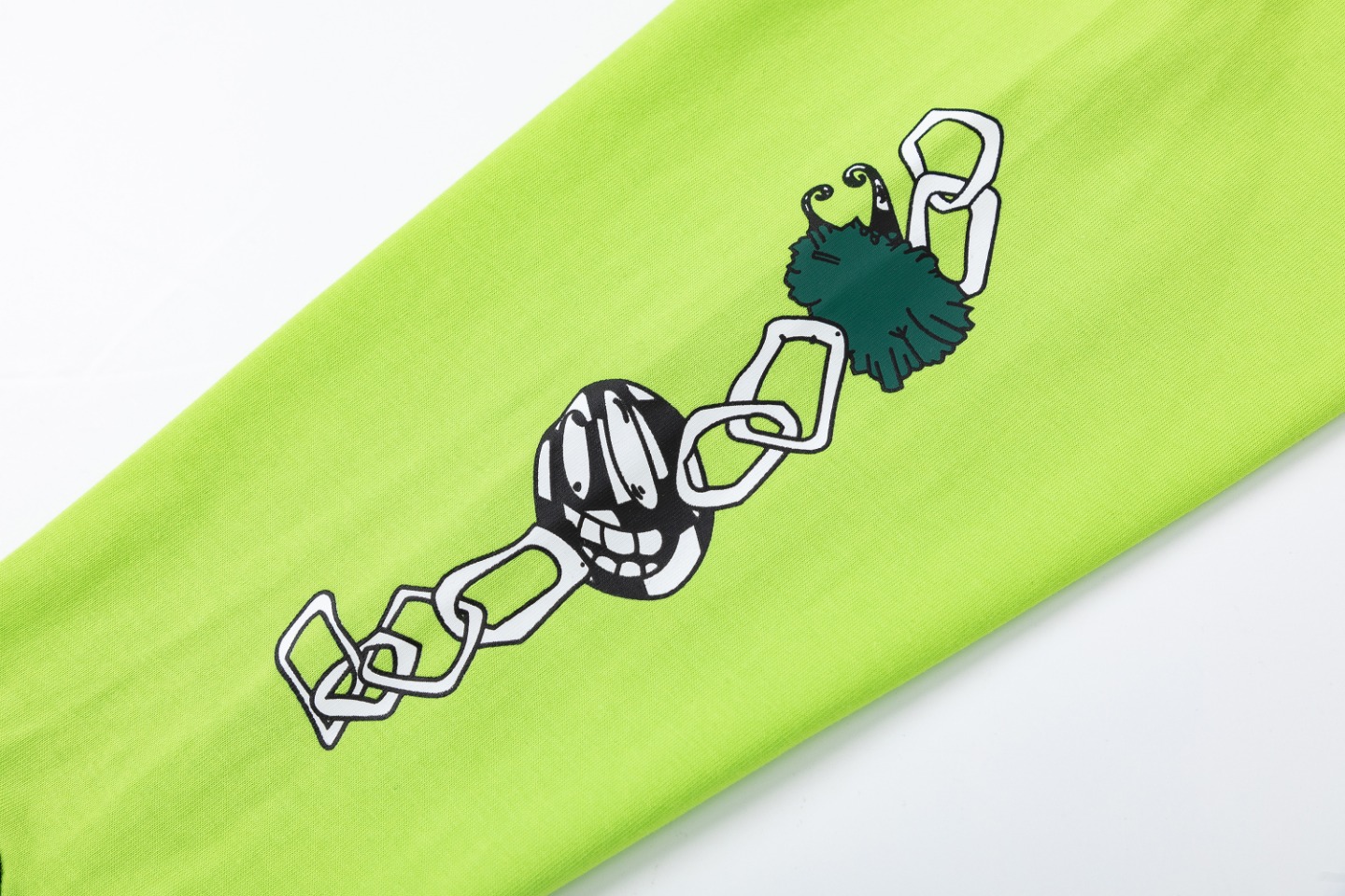 Crowe’s Fluorescent Green Graffiti Long Sleeve T-Shirt: CH-Defined High-Quality Cotton for Fall/Winter - 图片 7