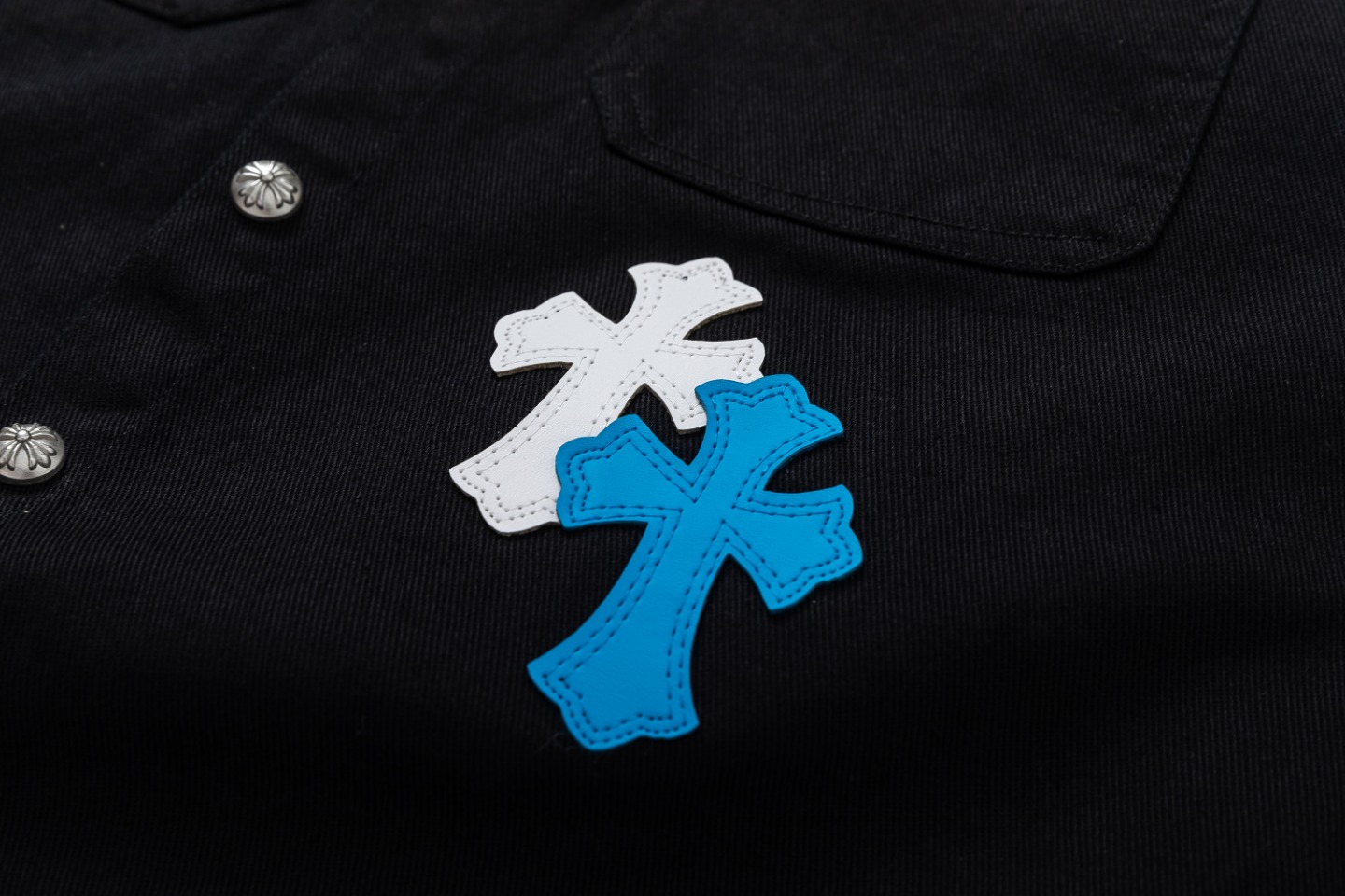 Blue and White Crocson: Premium Embroidered Cotton Cowboy Jacket for Fall/Winter - 图片 6