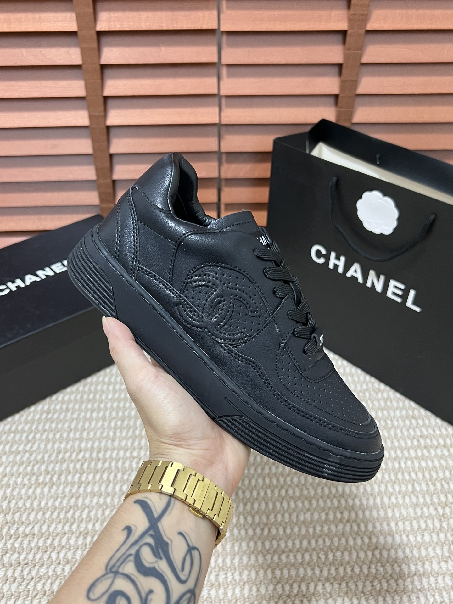 Chanel Skateboard Shoes Sneakers Casual Shoes Orange White Casual