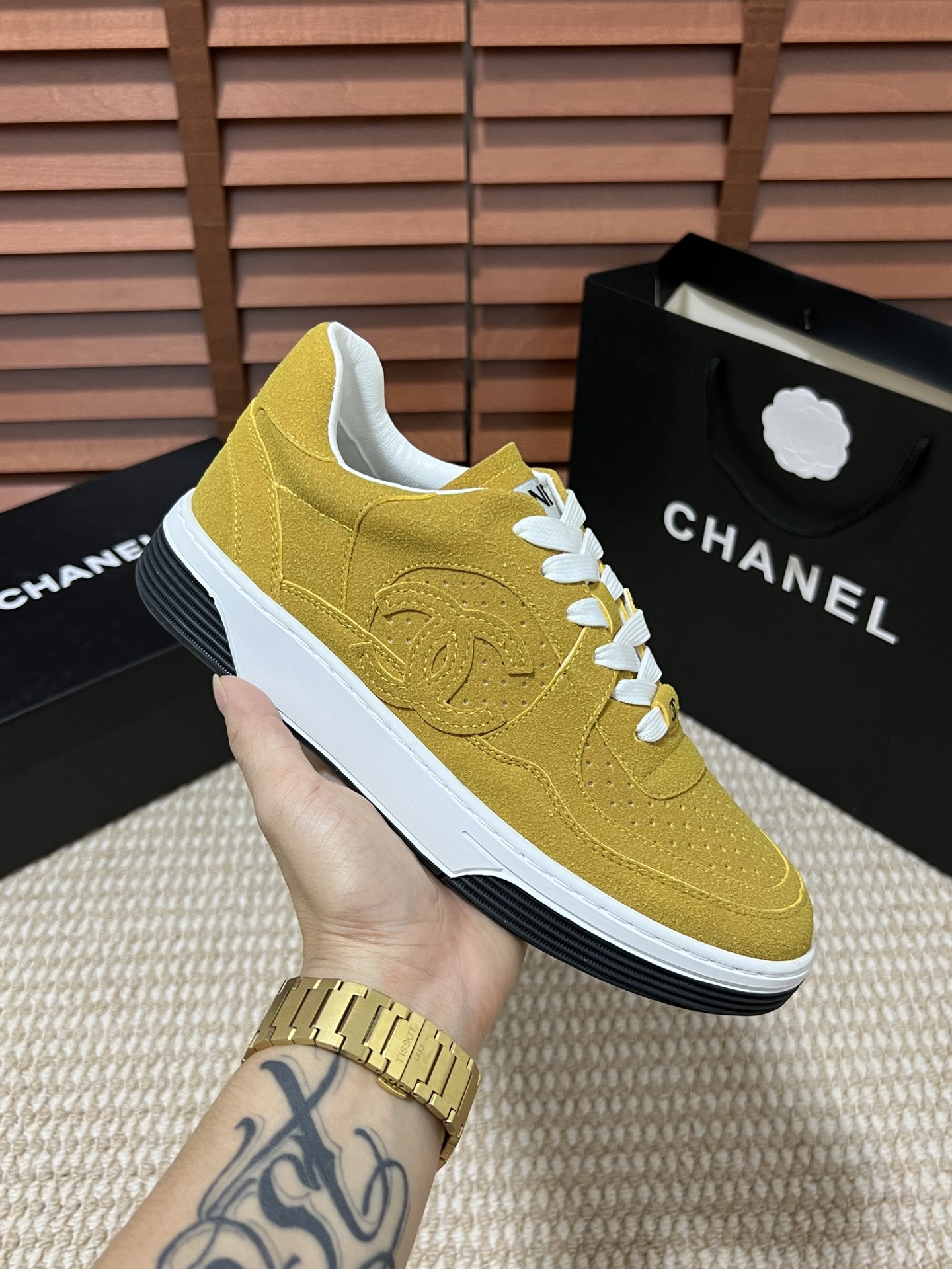 Chanel Skateboard Shoes Sneakers Casual Shoes Orange White Casual