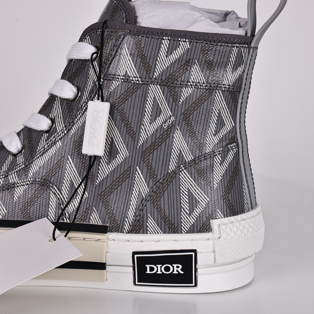 偏大一码#DiorB23ObliqueHighTopSneakers迪奥“CD重影”系列钻石CD灰色立体