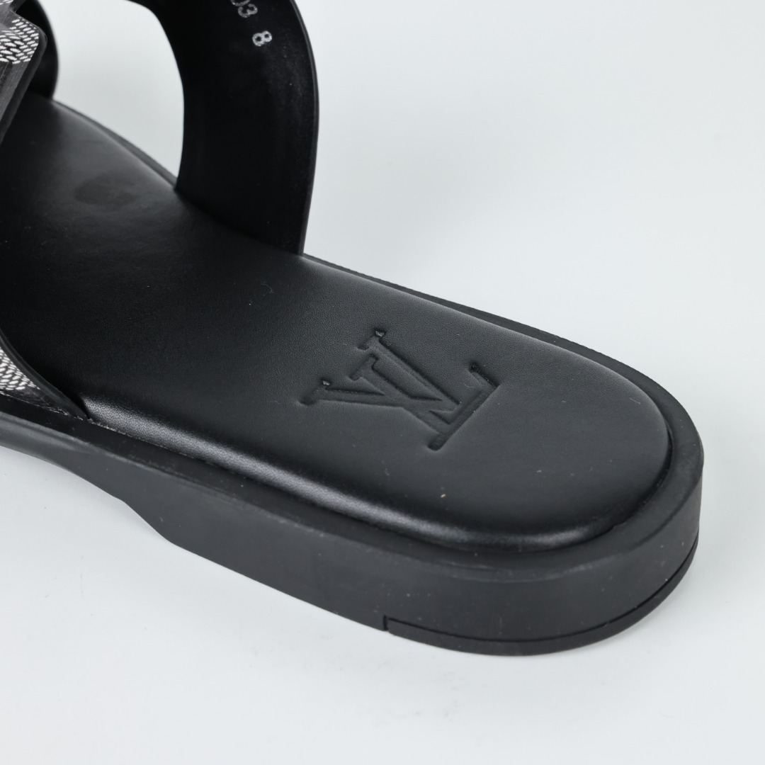 X1驴家东莞顶级版本原版一比一开发LvOasis15配色版本圆头一字拖鞋系列驴家LouisVuitton