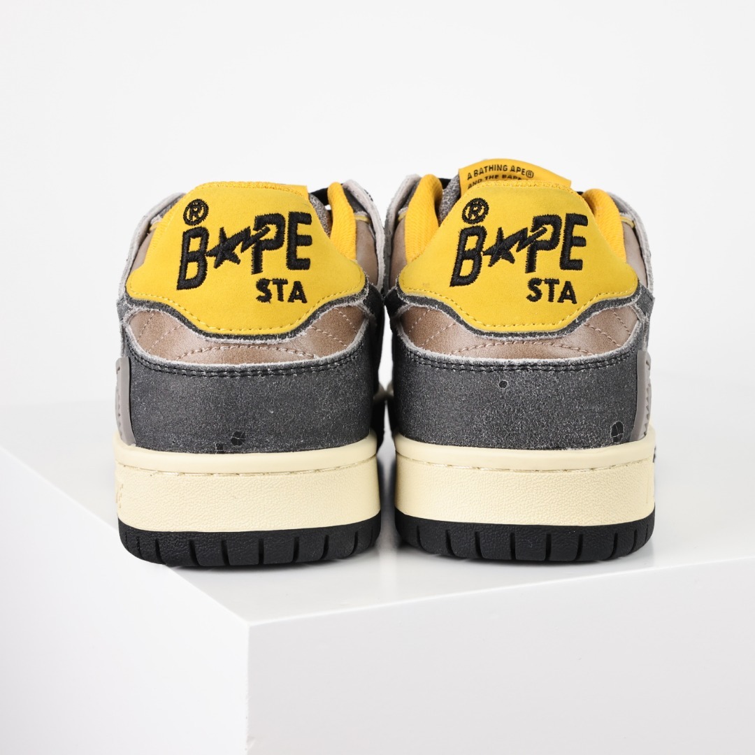 C3莞产纯原版本Bapesta采用固色漆皮面组合牛培皮鞋面材质定制外包加固盒硬盒原版抽屉盒迷彩定制猿人鞋