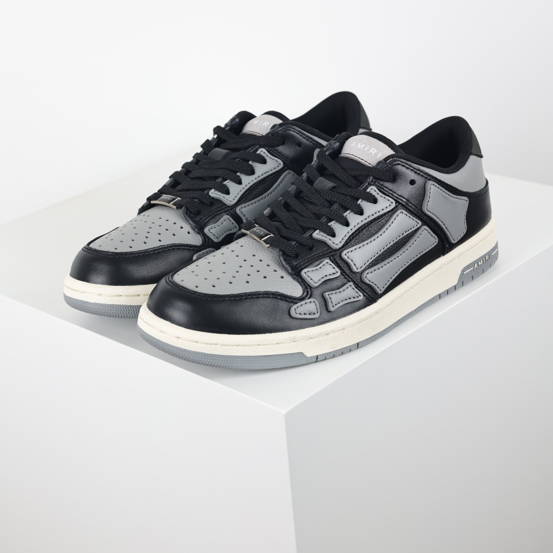 AMIRI Skel Top Low Sneakers 洛杉矶街头之王 高奢·埃米尔 骨骼板鞋 黑灰