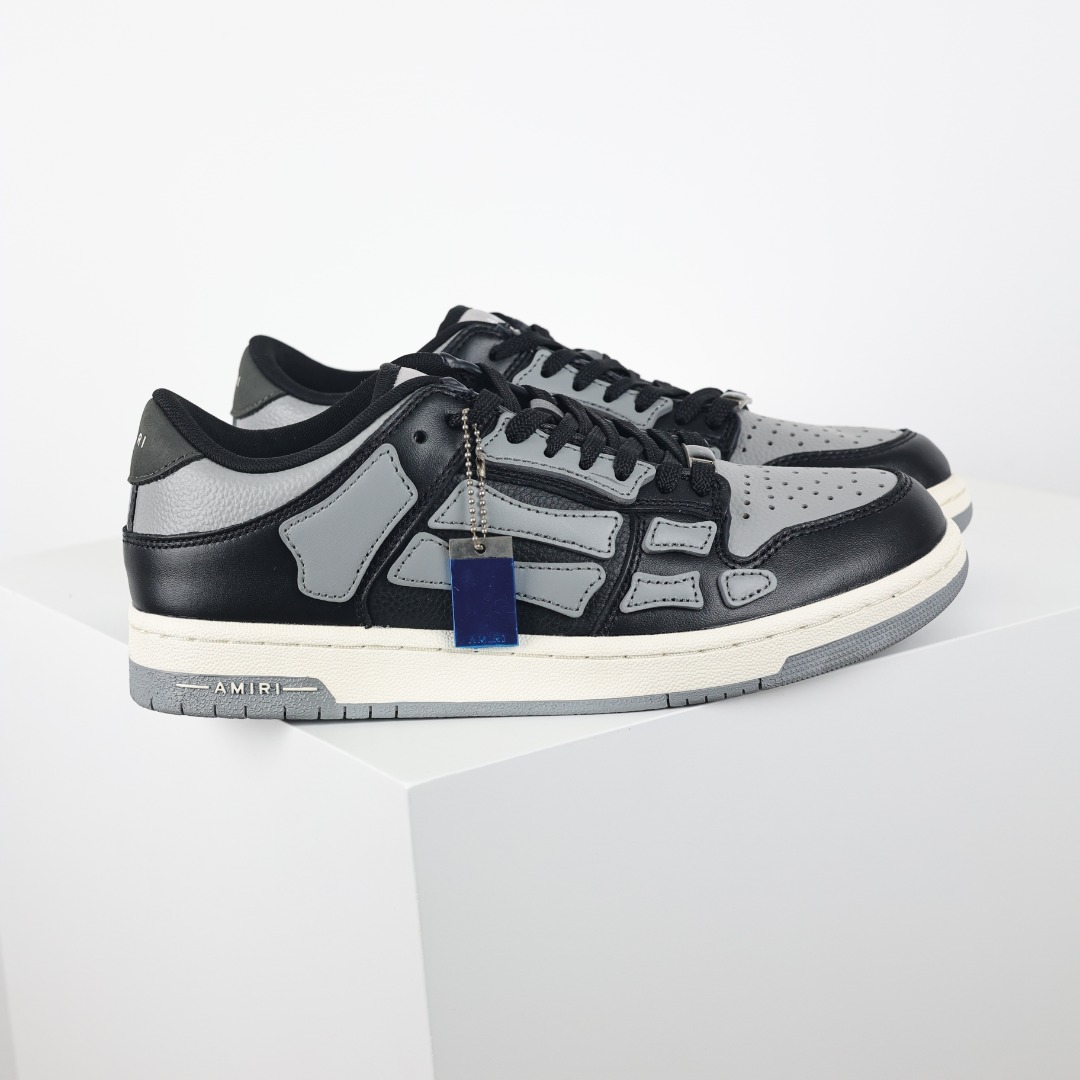 AMIRI Skel Top Low Sneakers 洛杉矶街头之王 高奢·埃米尔 骨骼板鞋 黑灰