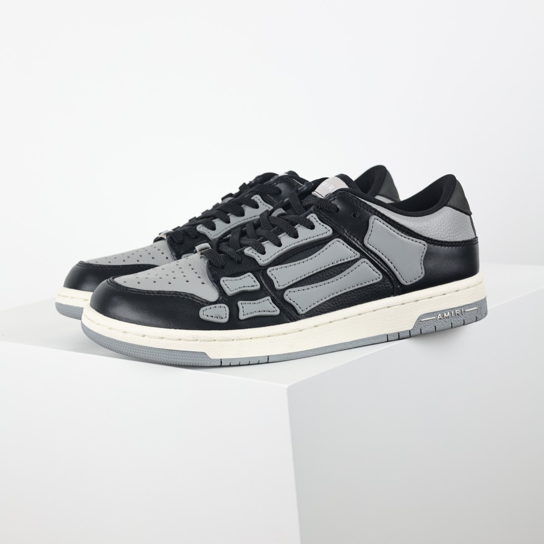 AMIRI Skel Top Low Sneakers 洛杉矶街头之王 高奢·埃米尔 骨骼板鞋 黑灰