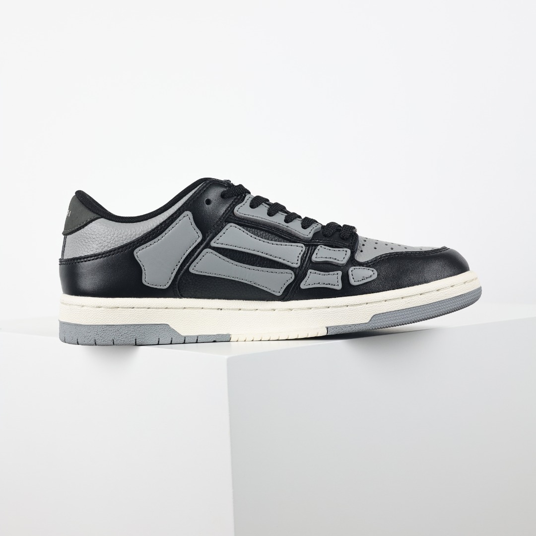 AMIRI Skel Top Low Sneakers 洛杉矶街头之王 高奢·埃米尔 骨骼板鞋 黑灰