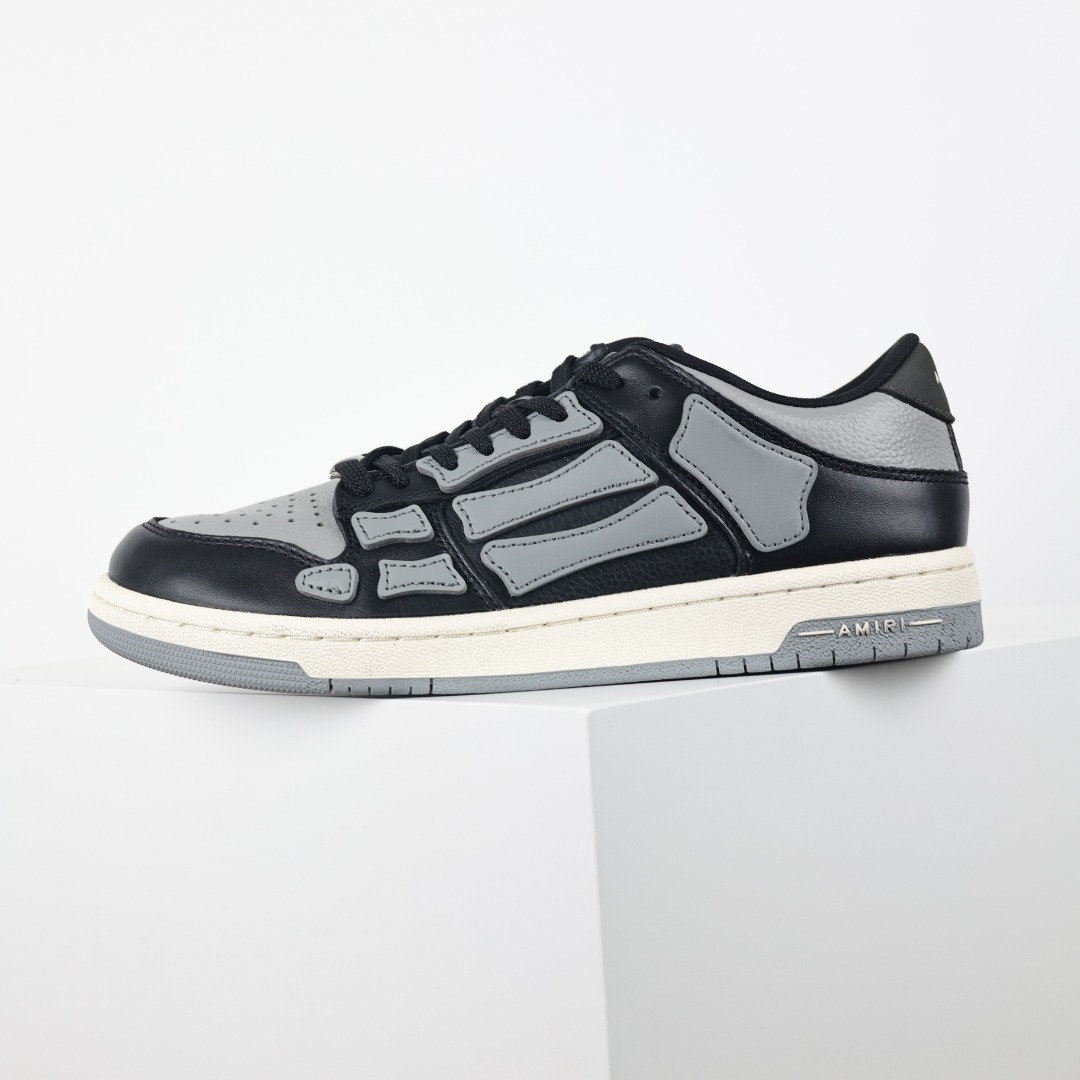 AMIRI Skel Top Low Sneakers 洛杉矶街头之王 高奢·埃米尔 骨骼板鞋 黑灰