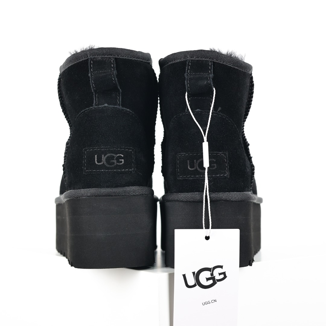 UGG 黑色mini厚底中筒5cm 小红书爆款