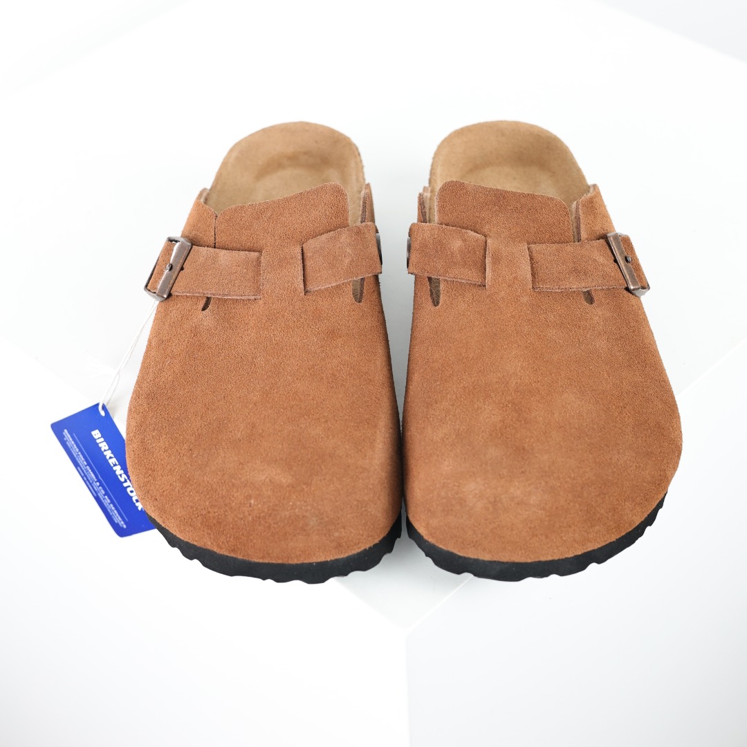 深棕翻毛皮 博肯Birkenstock 勃肯包拖系列 勃肯伦敦系列低帮牛皮绒面革平底复古软木休闲鞋