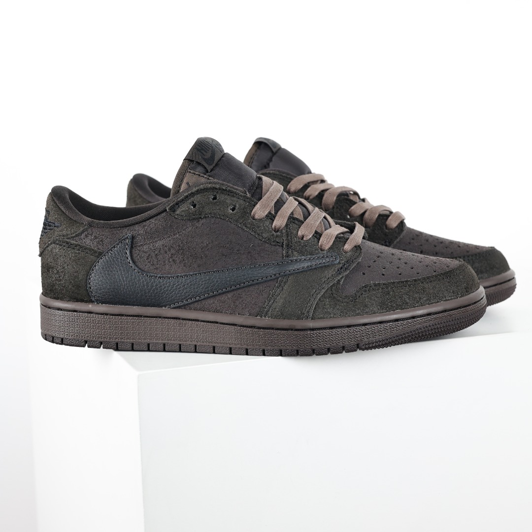 纯原 Travis Scott x Air Jordan 1 Low ” Velvet Brown ” 黑棕 TS联名倒钩低帮 AJ1乔1 联名低帮文化篮球鞋 DM7866-202