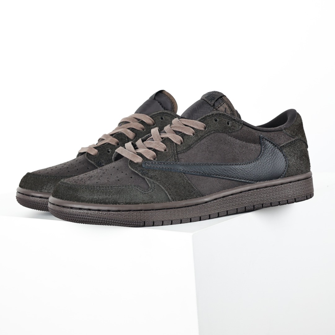 纯原 Travis Scott x Air Jordan 1 Low ” Velvet Brown ” 黑棕 TS联名倒钩低帮 AJ1乔1 联名低帮文化篮球鞋 DM7866-202