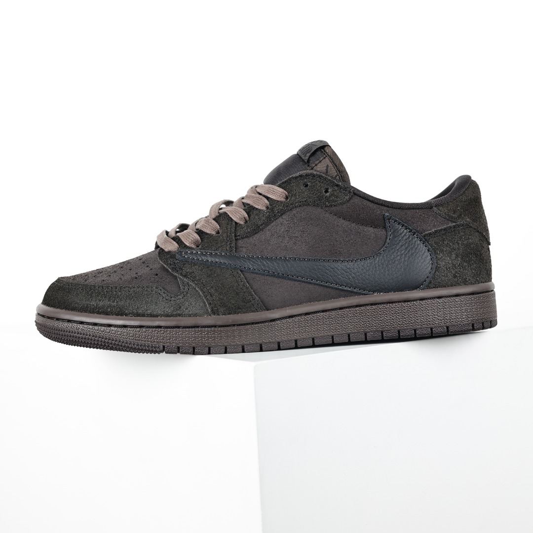 纯原 Travis Scott x Air Jordan 1 Low ” Velvet Brown ” 黑棕 TS联名倒钩低帮 AJ1乔1 联名低帮文化篮球鞋 DM7866-202