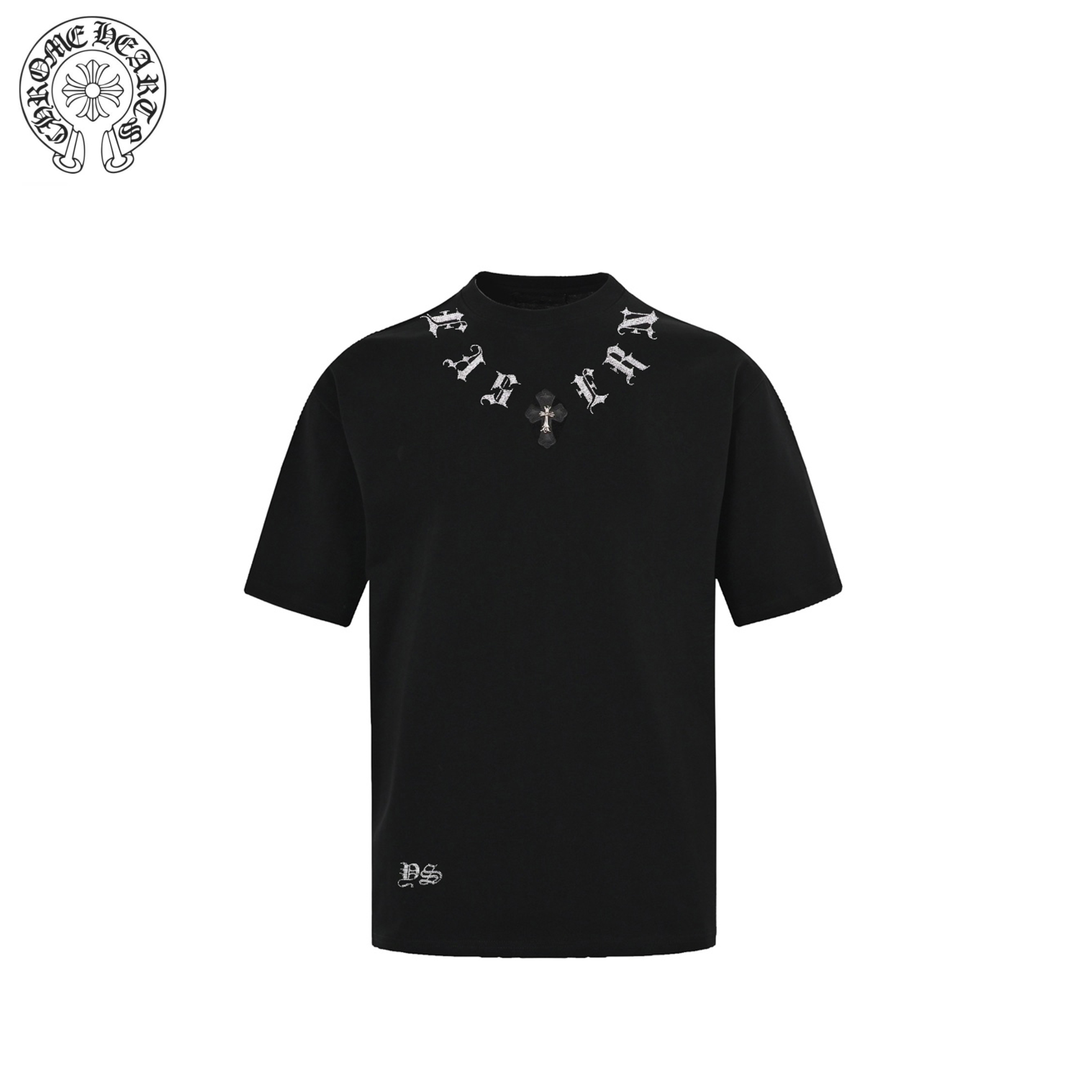 Chrome Hearts/克罗心 皮革烫钻微标短袖