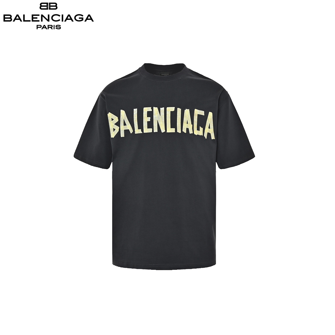 Balenciaga巴黎世家 胶带拼接大3M绣花短袖