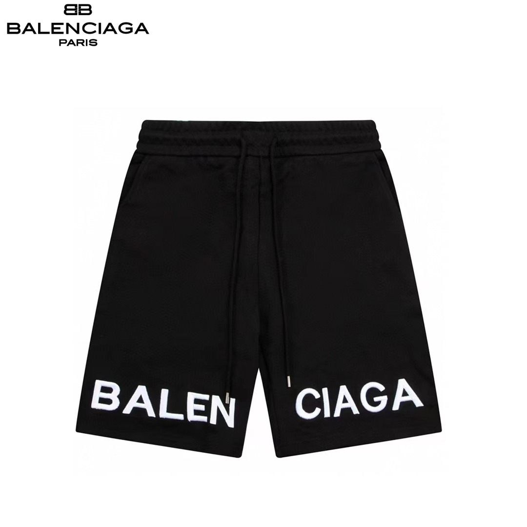 Balenciaga/巴黎世家经典并排绣花短裤 简约 LoGO标识刺绣 五分裤