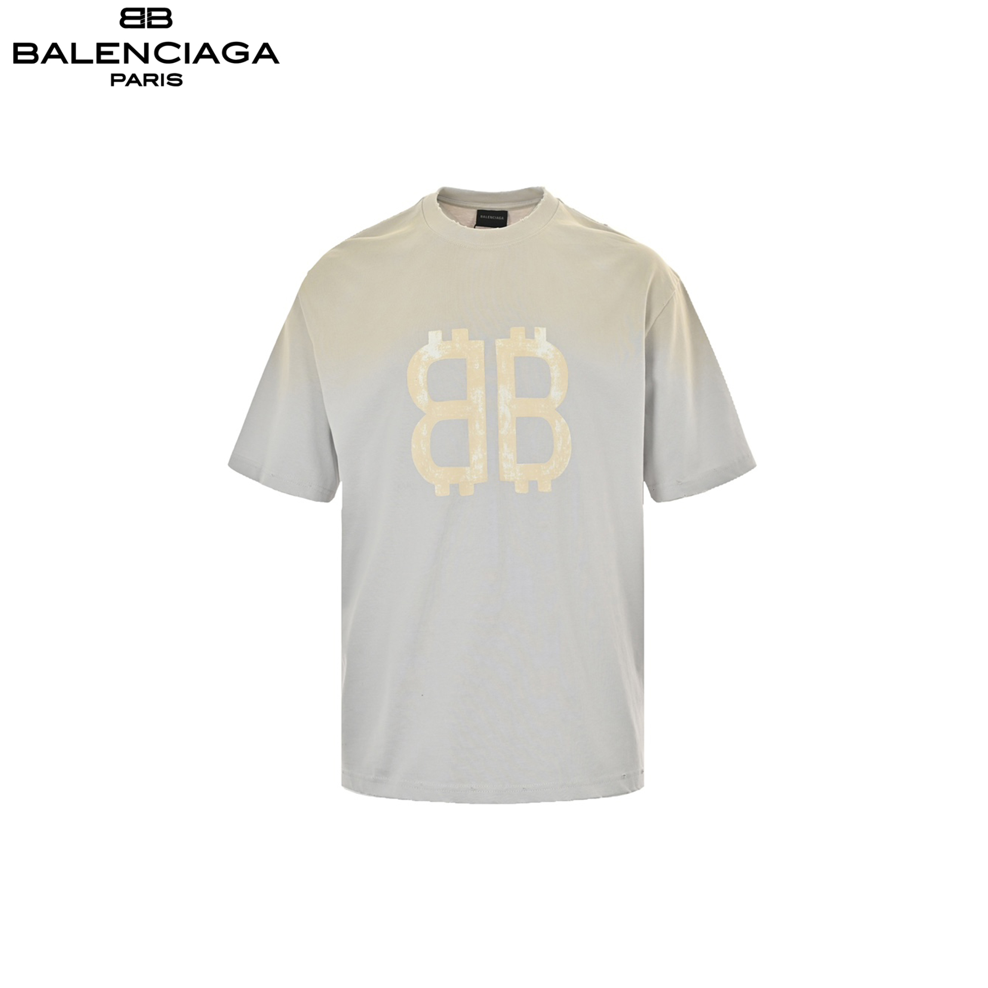 Balenciaga/巴黎世家 扎染双B印花水洗做旧短袖