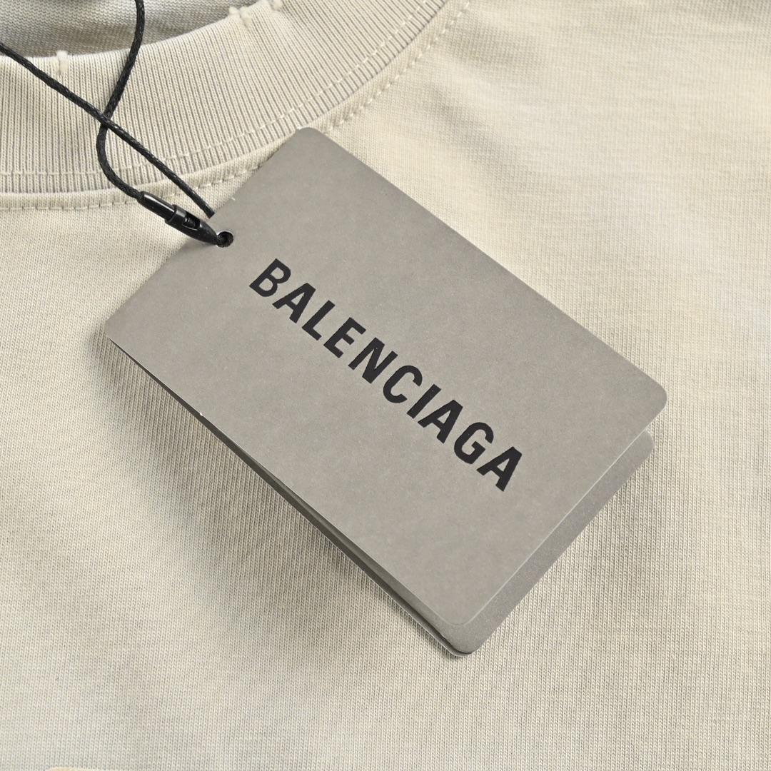 Balenciaga/巴黎世家 扎染双B印花水洗做旧短袖