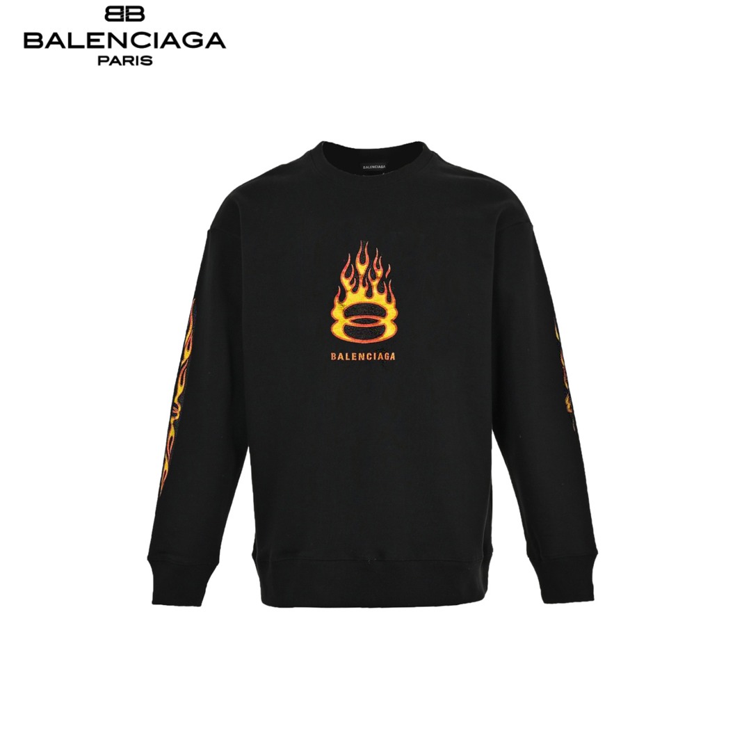 Balenciaga/巴黎世家 24ss 双环火焰龟裂印花长袖卫衣