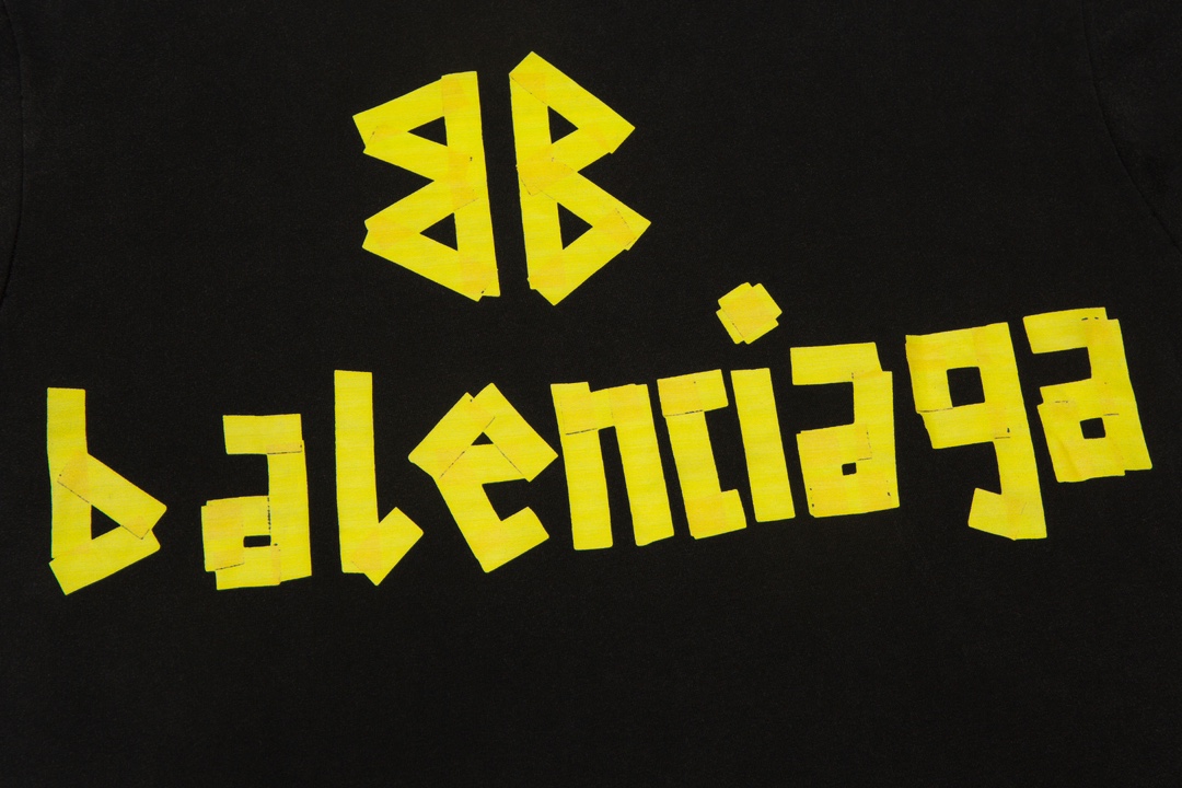 Balenciaga/巴黎世家做旧水洗胶带LOGO长袖 水洗黑 喷砂蓝 白色 灰蓝色