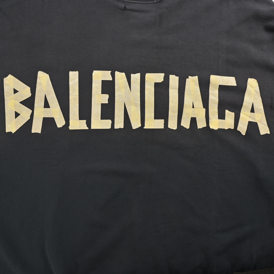 Balenciaga/巴黎世家 美纹纸胶带3M刺绣前后拼接圆领卫衣