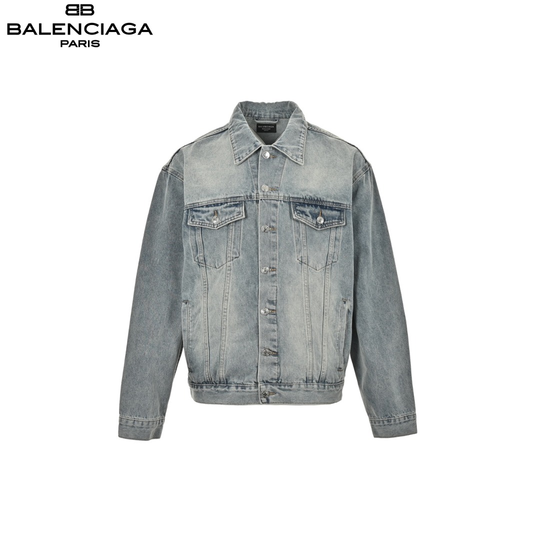 Balenciaga/巴黎世家 24ss 刺绣重叠字母牛仔外套