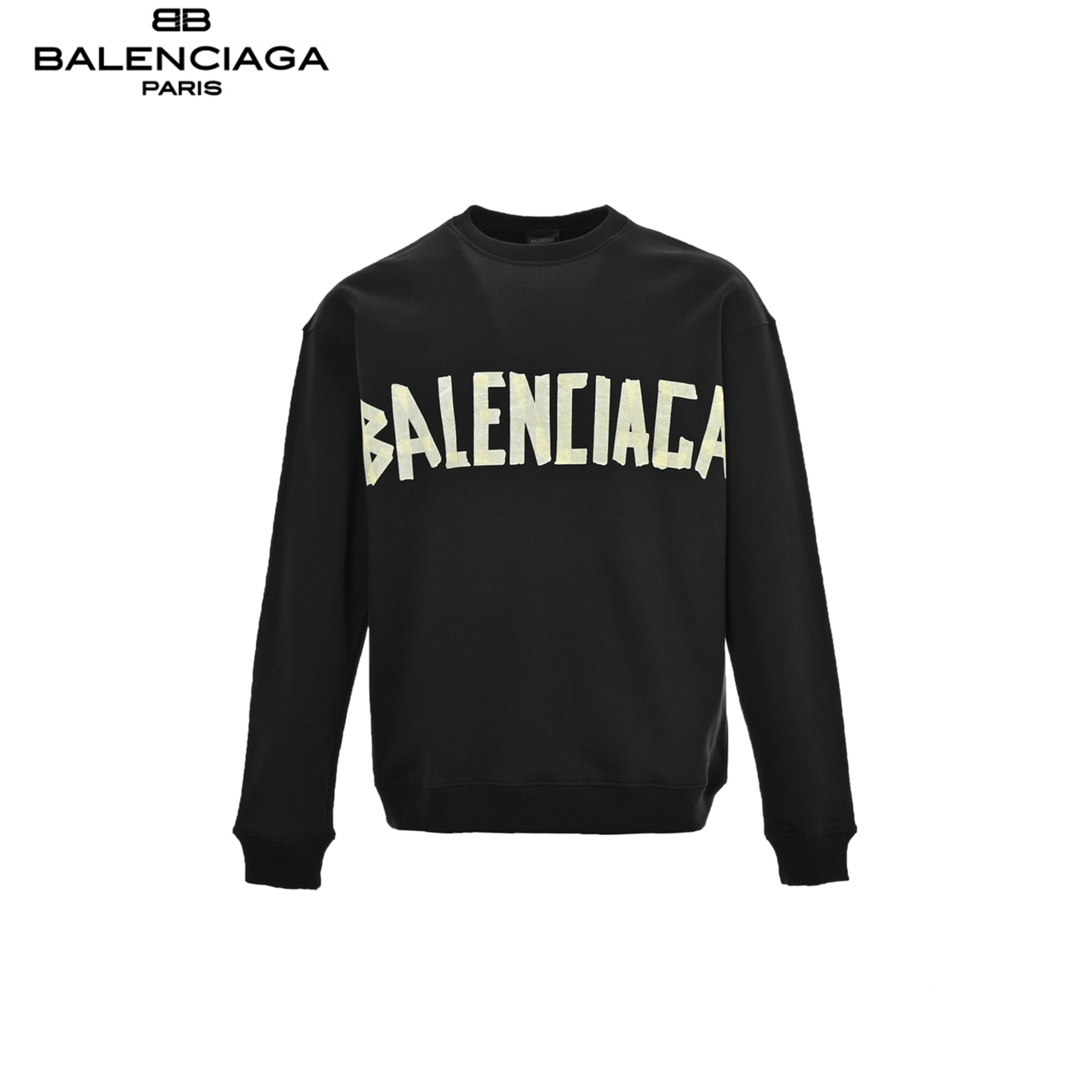 Balenciaga/巴黎世家做旧水洗胶带LOGO圆领卫衣