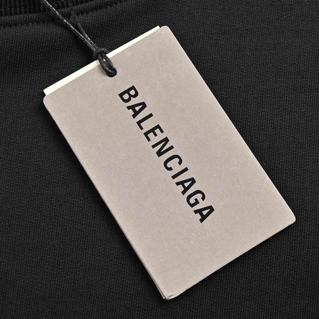 Balenciaga/巴黎世家做旧水洗胶带LOGO圆领卫衣