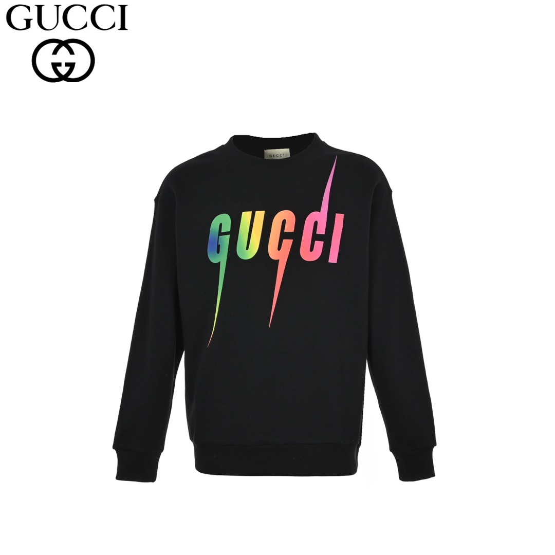 Gucci/古驰 24Fw 渐变闪电字母logo圆领卫衣