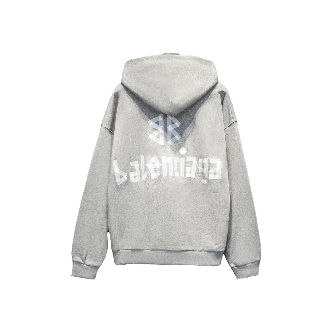 Balenciaga/巴黎世家 23Fw 美纹纸胶带水洗破坏连帽卫衣