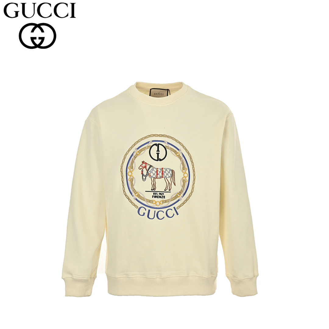 Gucci/古驰 24Fw 复古马术链条刺绣圆领卫衣