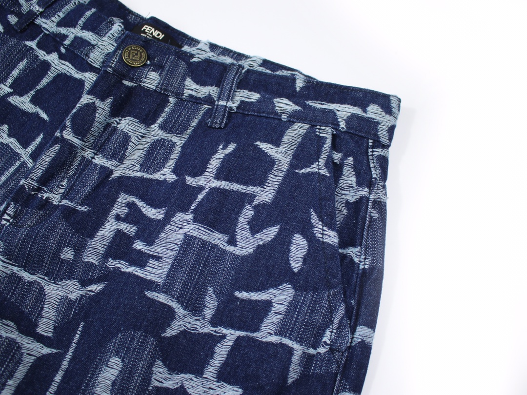 Fendi/芬迪 24Fw 流苏提花阔腿牛仔裤