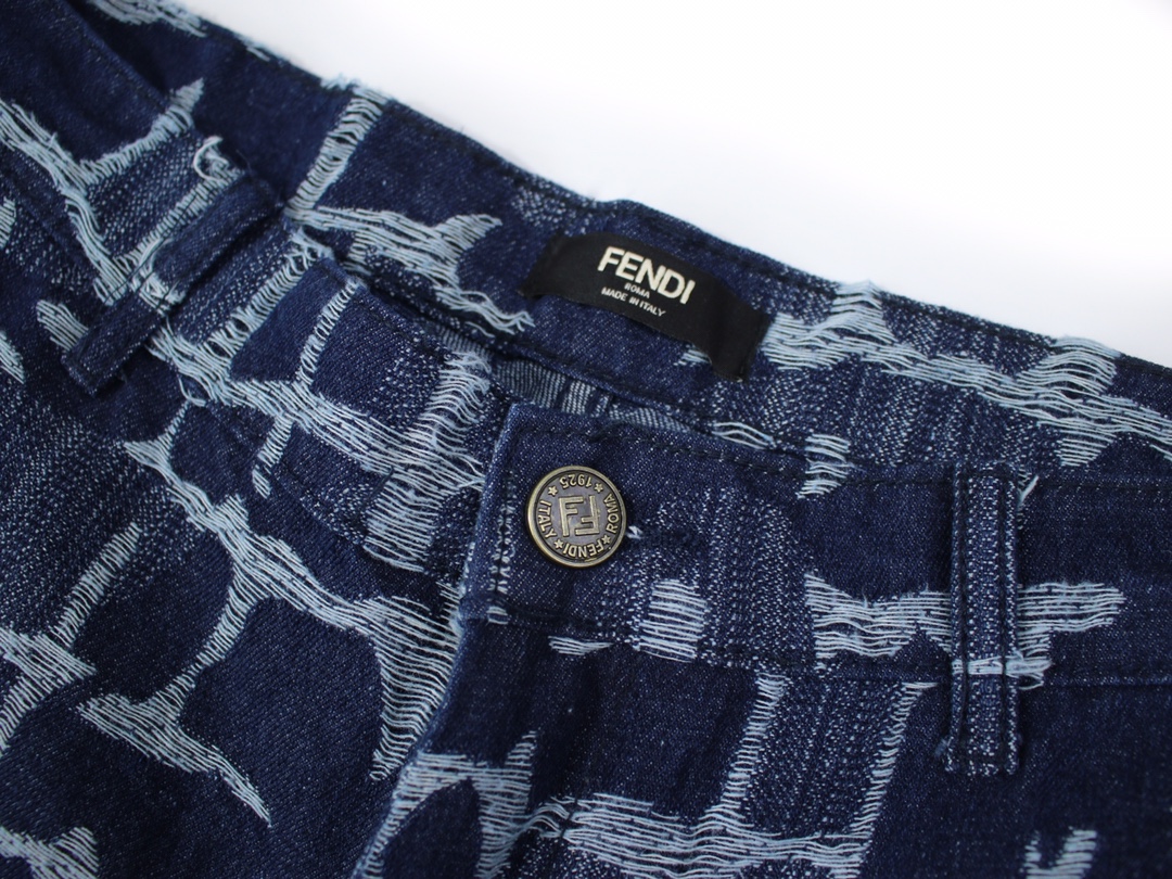 Fendi/芬迪 24Fw 流苏提花阔腿牛仔裤
