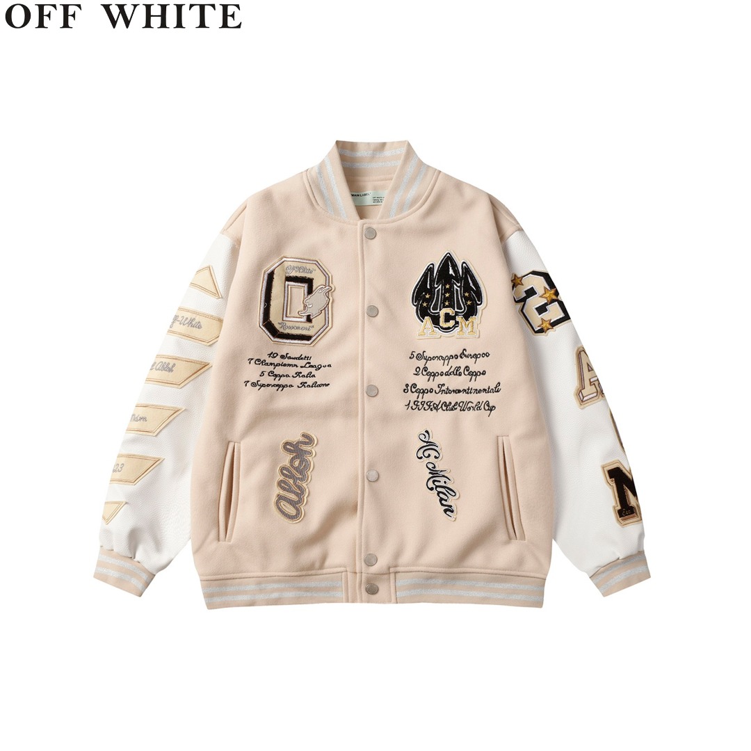 OFFWHTECOVIRGIL23Fw 恶魔箭头烫钻棒球服外套 OFFWHTECOVIRGIL23Fw 恶魔箭头烫钻棒球服外套