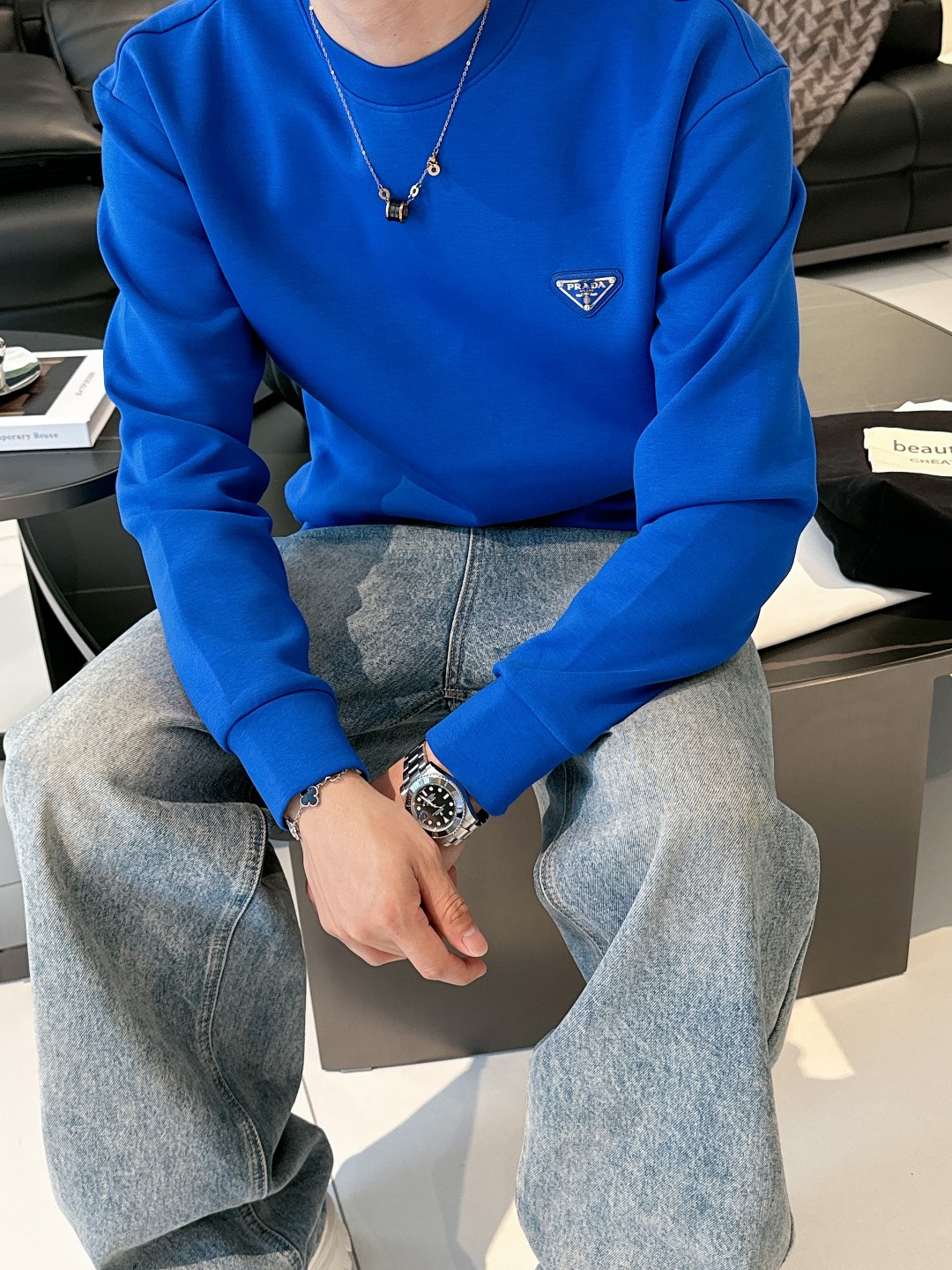 普拉达 2025最新款太空棉卫衣，独家发售！原版复刻，独家设计，超强工艺！极其奢华！版型超赞！🌟尺码 S