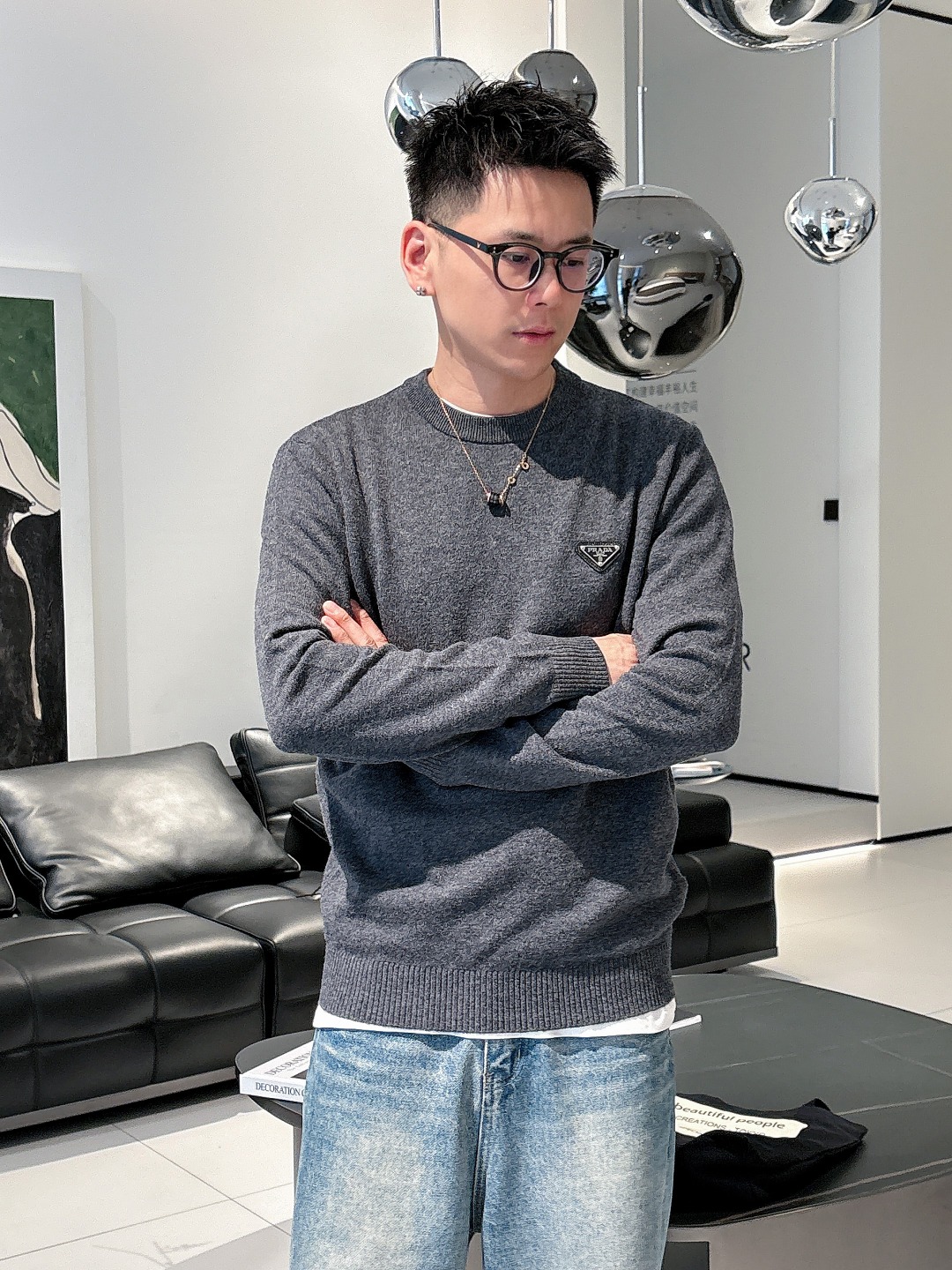 Prada 普拉达3标齐全 精美徽圆领毛衣精品羊毛混纺毛衫 男女款高端定制臻品系列 隶属品牌高端主线 专